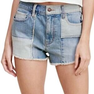 Hollister distressed patchwork vintage high rise jean short cut offs 29 SH2 8017